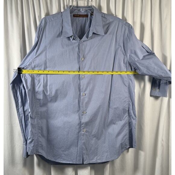 Perry Ellis Geo Print Cotton Dress Shirt Blue White XXL Academia Preppy 77-51 - Picture 3 of 9
